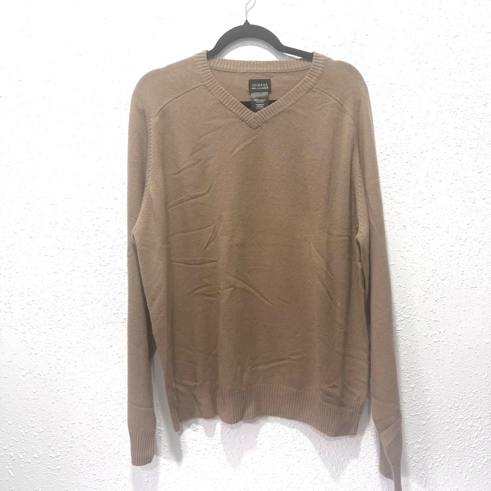 George Tan V-Neck Sweater Lightweight cashmere Knit Large‎